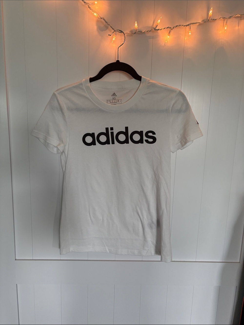 adidas White Short-Sleeve Logo Tee with Black Print